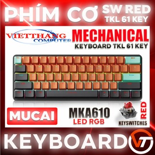 Bàn phím cơ mini gamming có dây mucai mka610 61 phím switch red led rgb hotswap anti-ghosting