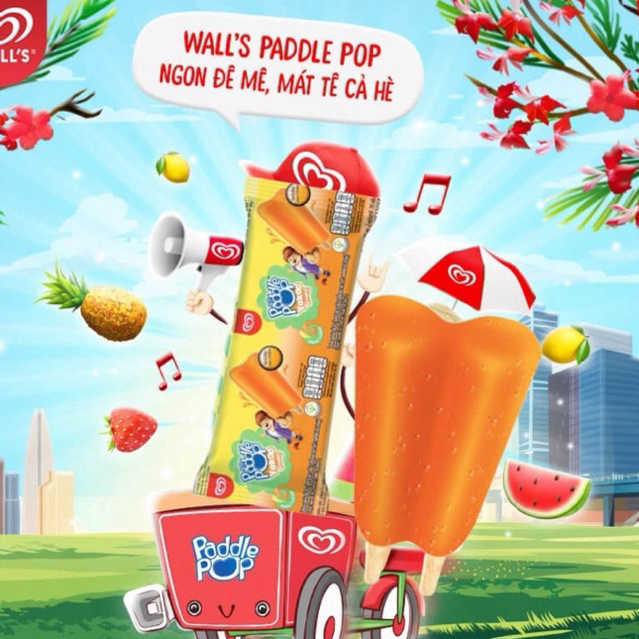 Kem cam đôi Wall's paddle pop yakoo orange