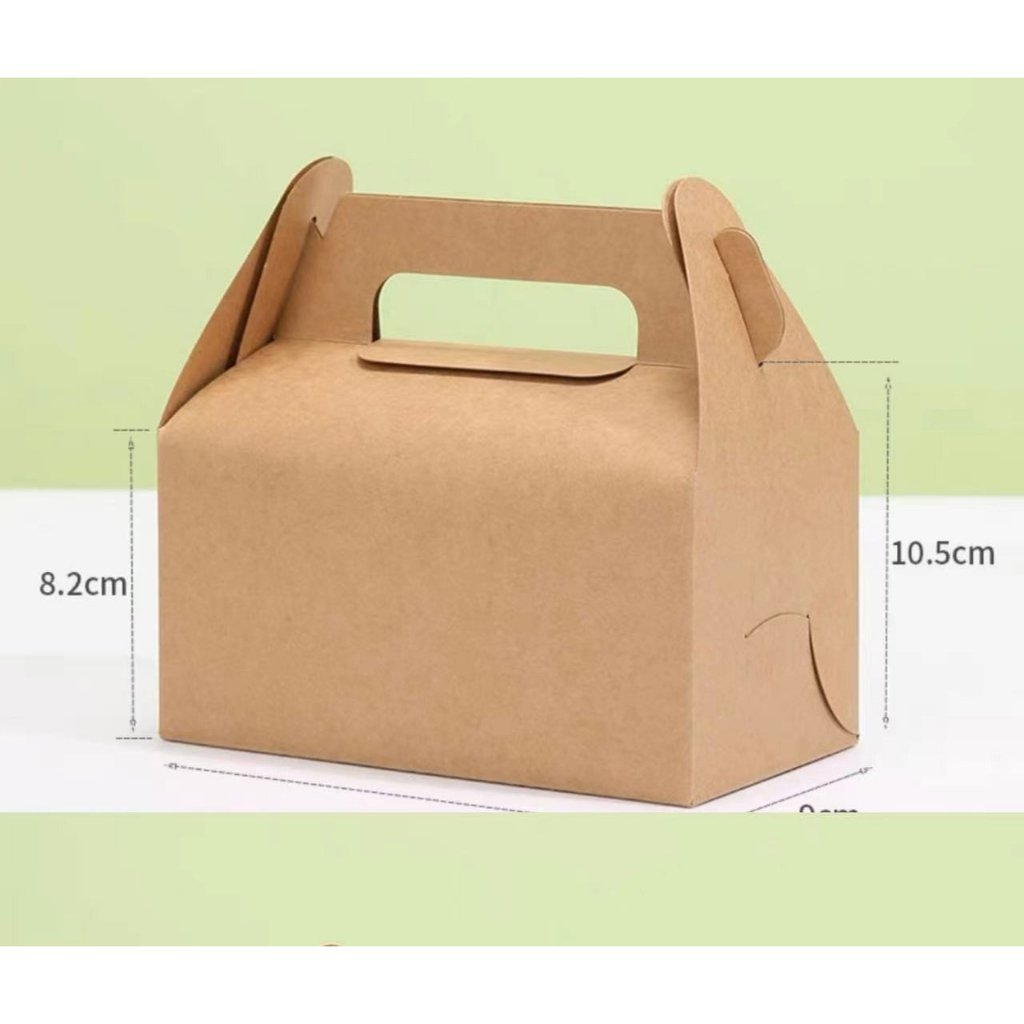 Combo 100 Hộp Giấy KRAFT Dáng Gài Có Quai Xách Size 21x11x10, Đựng Bánh, Kẹo Đồ Ăn Cho Nhà Hàng Khách Sạn Cao Cấp