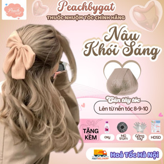 Thuốc nhuộm tóc NÂU KHÓI SÁNG cần dùng thuốc tẩy tóc của Peachbygat , Peach bygat