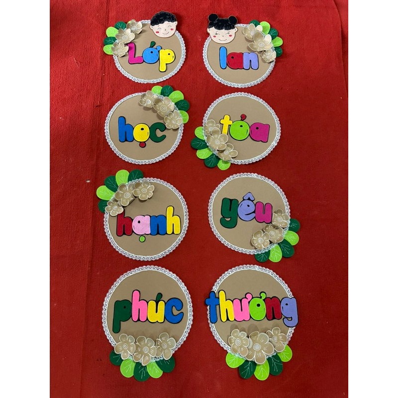 lớp học hạnh phúc lan toả yêu thương khẩu hiệu trang trí mầm non tiểu học