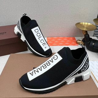 Giày slipon quai chun Dolce in bảng chữ hãng dệt vạch sọc chéo chùm gót đế tầng 2 màu