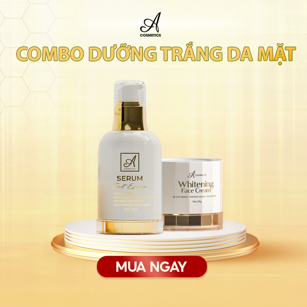 Combo dưỡng trắng da mặt, cấp ẩm chuyên sâu A cosmetics, kem face pháp trắng da mặt, serum dưỡng ẩm 