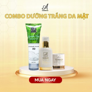 Bộ 3 sản phẩm dưỡng trắng da mặt Acosmetics: Sữa Rửa Mặt Trà Xanh + Kem Face Pháp  + Serum