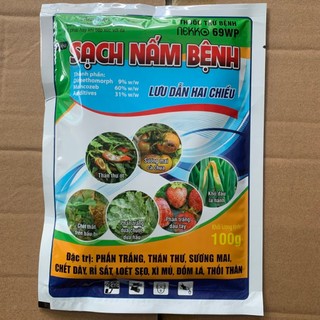 Chế phẩm sạch nấm bệnh hại cây trồng (hoạt chất mạnh hơn Ridomin) gói 100g hiệu quả Sương mai, mốc sương, nứt thân