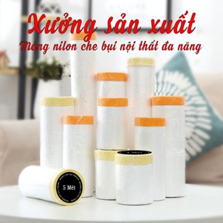 Màng nilon che bụi bảo vệ nội thất đa năng, màng che sơn siêu to có băng dính cố định