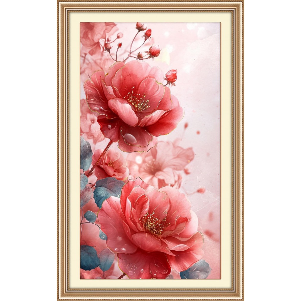 - tranh thêu chữ thập phong cảnh hoa 6414 (50*85)cm - chưa thêu