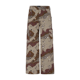 Quần dài túi hộp rộng nam nữ gwyn grey camo cargo pants