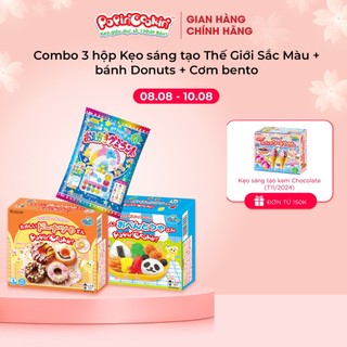 Combo 3 hộp kẹo Popin Cookin đồ chơi sáng tạo ăn được: Cơm Bento + Bánh Donut + Sắc Màu chính hãng