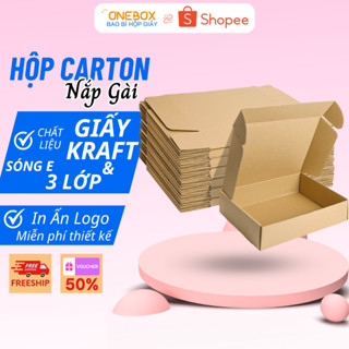Combo 10 Hộp CARTON Nắp Gài Sẵn Đủ Size, Giấy KRAFT Nâu Sóng E 3 Lớp Cứng Cáp Đóng Hàng, Hộp Giấy Gói Hàng