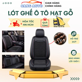 Lót Ghế Ô Tô Hạt Gỗ - Bọc Ghế Ô Tô Chất Liệu Da Cao Cấp Đan Hạt Gỗ Chống Nóng, Massage Lưng Đỡ Đau Mỏi