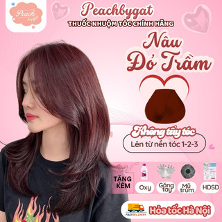 Thuốc nhuộm tóc NÂU ĐỎ TRẦM không cần dùng thuốc tẩy tóc của Peachbygat , Peach bygat