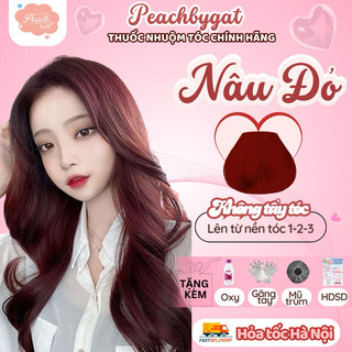Thuốc nhuộm tóc NÂU ĐỎ không cần dùng thuốc tẩy tóc của Peachbygat , Peach bygat