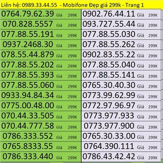 Sim Mobifone Số Đẹp giá rẻ 299k