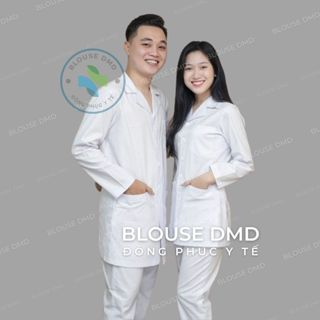  Áo blouse trắng Dược sĩ Điều dưỡng Y tá DÀI TAY nam nữ dáng ngắn ngang đùi hàng đẹp 