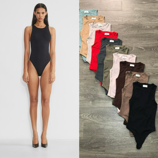 HIPU.VNXK - Bodysuit Ba.baton sát nách cổ tròn có đường viền, màu ngẫu nhiên.