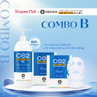 Combo B (Size 1500ml Mặt nạ cắt sẵn) Bộ thải độc da CO2 giúp da sạch sâu, căng bóng, ngăn ngừa mụn
