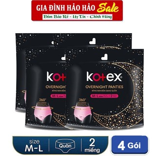 Combo 4 Gói BVS Băng vệ sinh Kotex Ban đêm Dạng quần khô thoáng x Gói 2 Chiếc