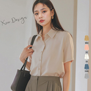 Áo sơ mi nữ kiểu XUU, thiết kế cộc tay công sở phong cách Hàn Quốc SM19