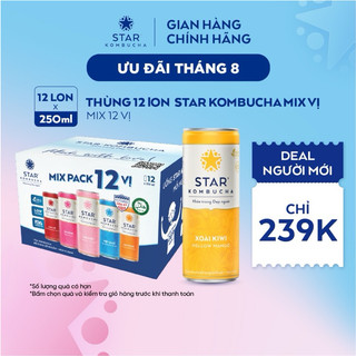 Trà lên men Star Kombucha mix 12 vị (250ml/ lon)