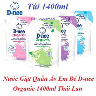 [Túi Vặn 1400ml] Nước giặt D-nee Organic nội địa Thái Lan túi 1400ml