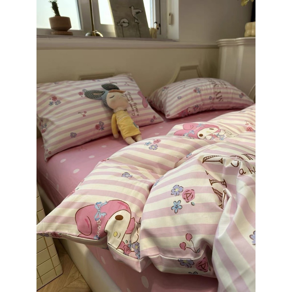 [Vỏ chăn ] Set chăn ga gối Cotton Living kuromi đáng yêu . Chất liệu cotton oganic mềm mát thất hút 
