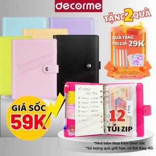 Sổ tiết kiệm đựng tiền DecorMe sổ chi tiêu tiết kiệm thông minh nhiều ngăn túi zip A6 đựng tiền combo sổ TK cúc bấm