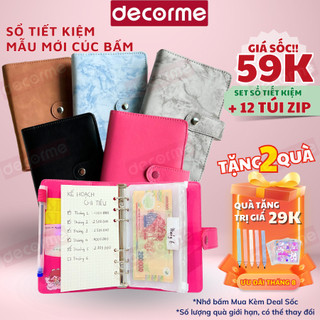 Sổ tiết kiệm đựng tiền DecorMe sổ chi tiêu tiết kiệm có túi zip có thể lắp thêm giấy refill A6 làm sổ thu chi tiết kiệm