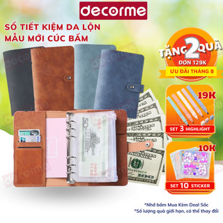 Sổ tiết kiệm đựng tiền da PU DecorMe sổ chi tiêu tiết kiệm thông minh A6 dễ thương sổ vân cá sấu có túi zip tiện dụng