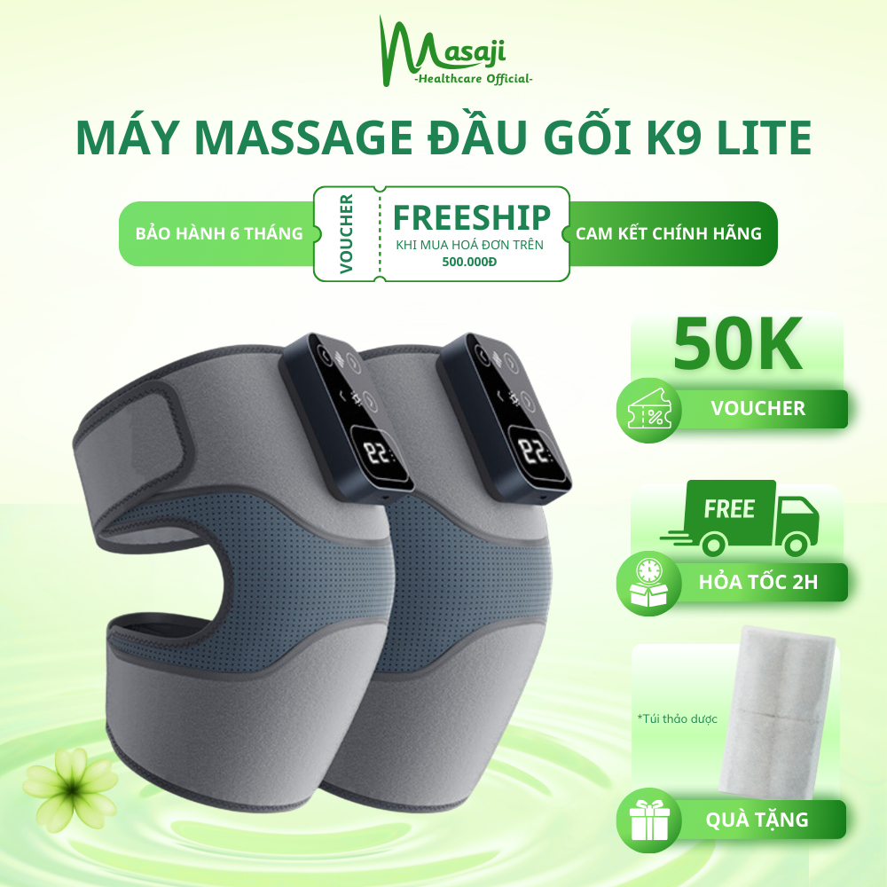 Máy massage đầu gối chườm nóng hồng ngoại kết hợp mát xa rung giảm đau nhức bả vai, khuỷu tay chính hãng Masaji