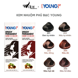 Combo 2 kem nhuộm phủ bạc tại nhà YOUNG màu tự nhiên và thời trang 60g