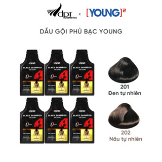 Combo 6 gói dầu gội phủ bạc tại nhà lên màu sau 5 phút YOUNG Việt Nam hương thơm dễ chịu 30ml