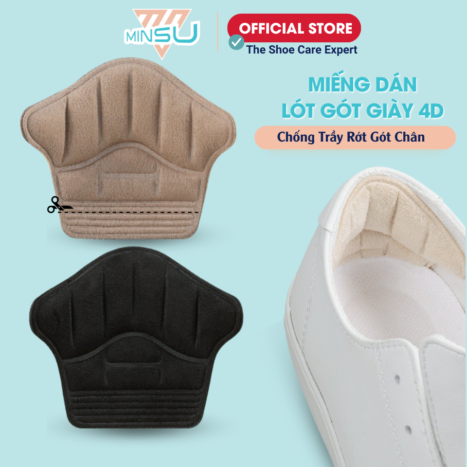 Miếng Dán Lót Gót Giày 4D Chống Rộng MINSU M5513 Đệm Bảo Vệ Chống Đau, Trầy Chân, Bị Rộng Cho Giày Cao Gót, Thể Thao