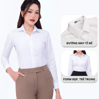 Áo Sơ Mi Trắng Nữ Tay Dài MADELA Công Sở Dáng Basic, Sơ Mi Trắng Nữ Dài Tay Form Cơ Bản Công Sở Thanh Lịch