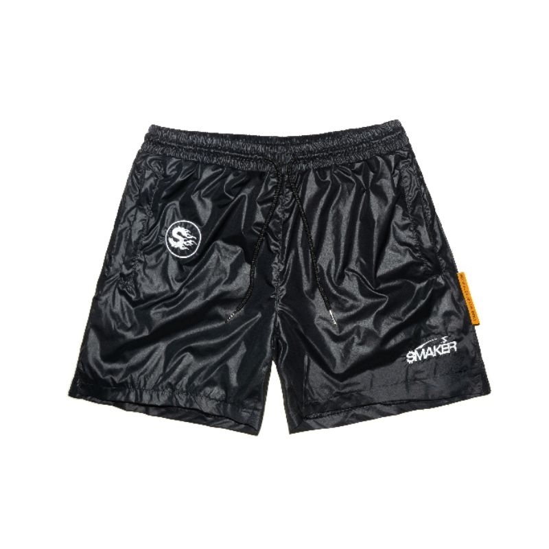 [SMAKER] Quần đùi nam kiểu thể thao, quần short dù bóng cao cấpLOGOS NYLON SHORT IN BLACK