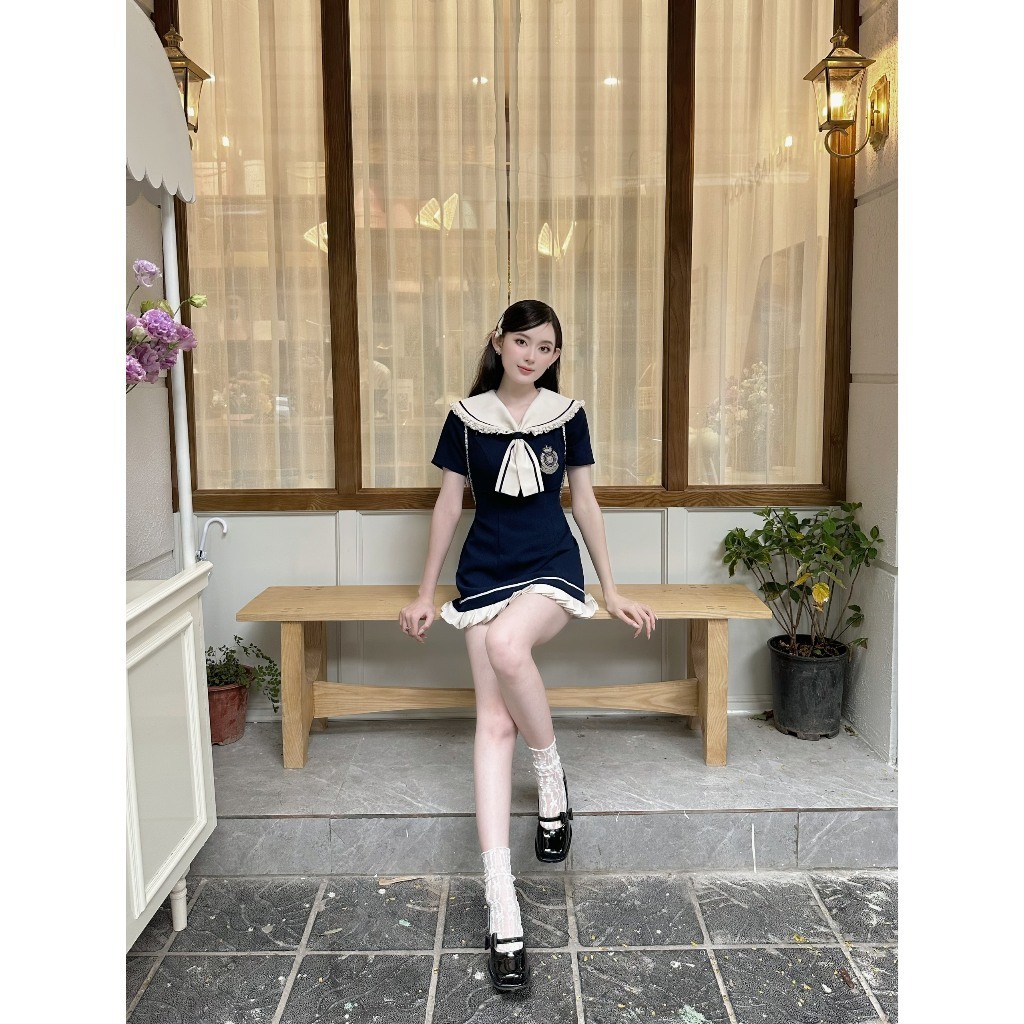 Đầm Dự Tiệc - Váy Nữ Thắt Nơ Chiết Eo Kiểu Dáng Thủy Thủ Phong Cách Preppy Tiêu Thư Ngọc Tuấn Store | BigBuy360 - bigbuy360.vn