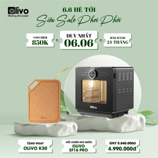 Nồi Chiên Hơi Nước OLIVO SF16 PRO 56 Chương Trình Cài Sẵn, Dung Tích 16L, Phụ Kiện Trục Xiên Quay, Công Suất 2800W