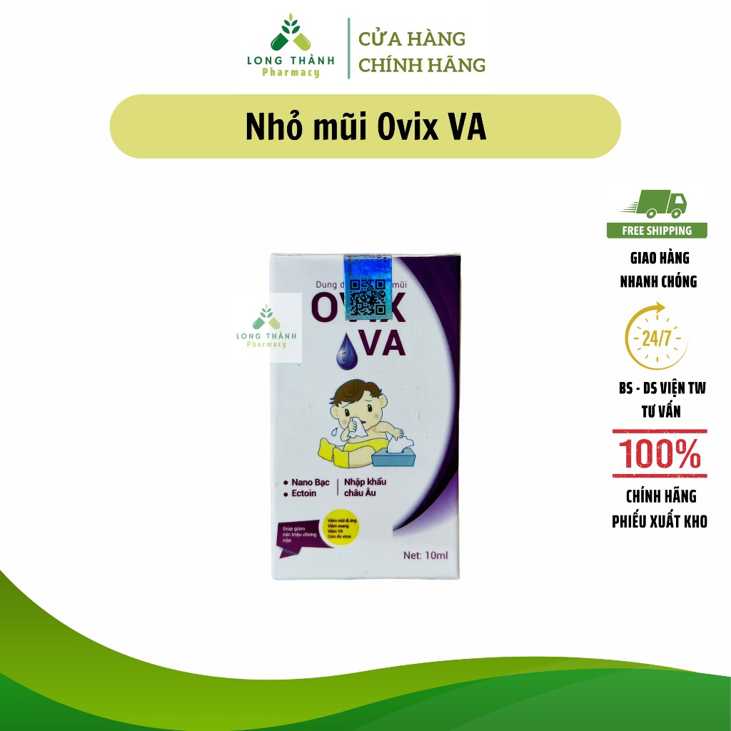 Nhỏ mũi Ovix VA 10ml - Hỗ trợ giảm viêm mũi cho trẻ, làm sạch chất nhầy, dùng cho trẻ từ 0-3 tháng t