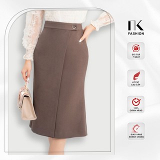 Chân váy đuôi cá tà bông nk fashion dáng dài qua gối công sở thiết kế cao cấp nkcv2112002