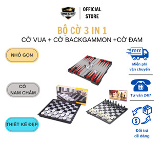 bộ cờ vua + cờ đam + cờ backgammon 3 trong 1 - siêu hót - mua 1 dùng 3 loại cờ - mã mb48812 ( kích thước 33.33.2cm)