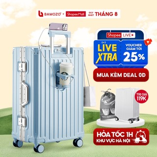 Vali Khung Nhôm 9066 Bamozo Size 28 Cao Cấp Bo 4 Góc Chống Va Đập Bảo Hành 5 Năm