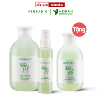 Bộ 3 rau má và diếp cá Herbario chăm sóc da mụn: Nước tẩy trang 300ml + Sữa rửa măt  200ml + Xịt khoáng 100ml