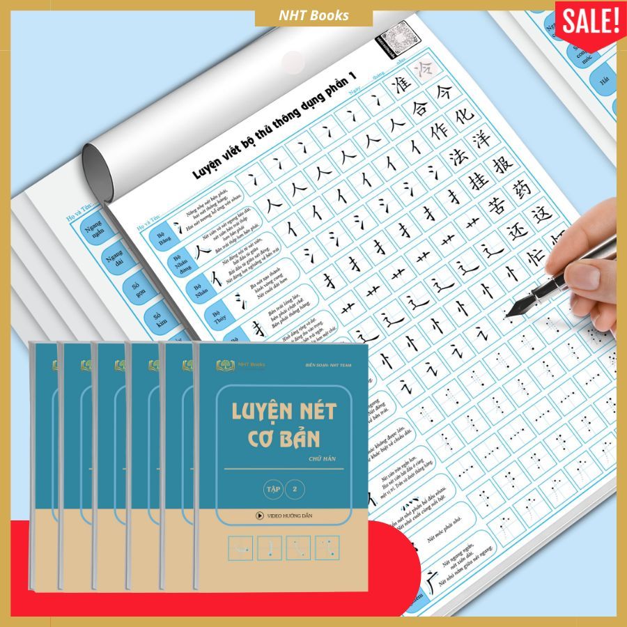 Combo 6 Vở Luyện Viết Chữ Hán, Các Nét Căn Bản, Luyện Viết Các Bộ Thủ Trong Tiếng Trung
