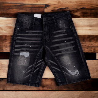 quần short jean nam ngắn đen rách kiểu đẹp cá tính,quần bò ngố nam lửng hai đáy chất đẹp co giãn tốt