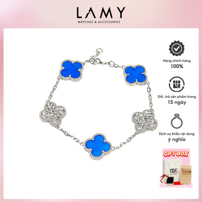 Vòng tay nam nữ LAMY Flower Clover Stone Bracelet Silver 2267