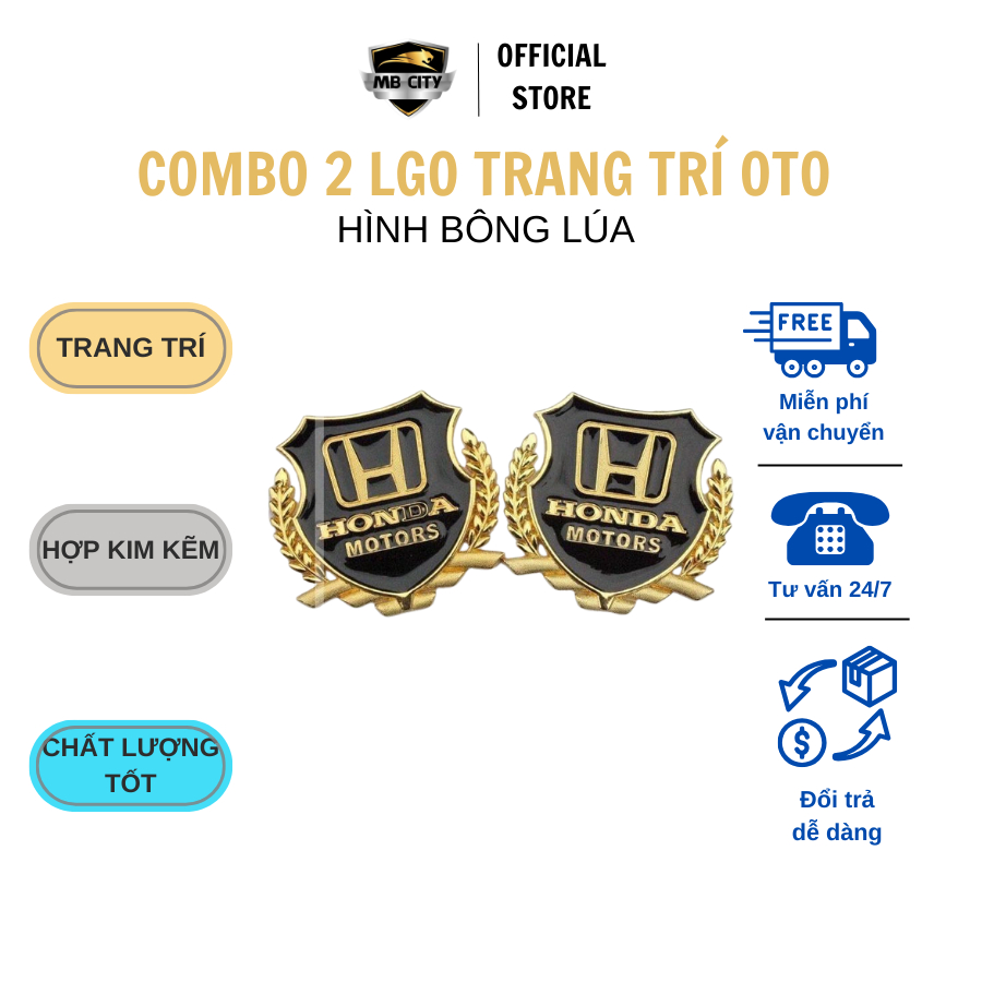 logo trang trí xe oto hình bông lúa các hãng xe ( combo 2 chiếc)