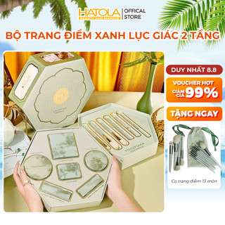 Bộ trang điểm 2 TẦNG LỤC GIÁC XANH set makeup sang chảnh kèm TÚI ĐỰNG CAO CẤP cho bạn nữ quà tặng ý nghĩa Hatola