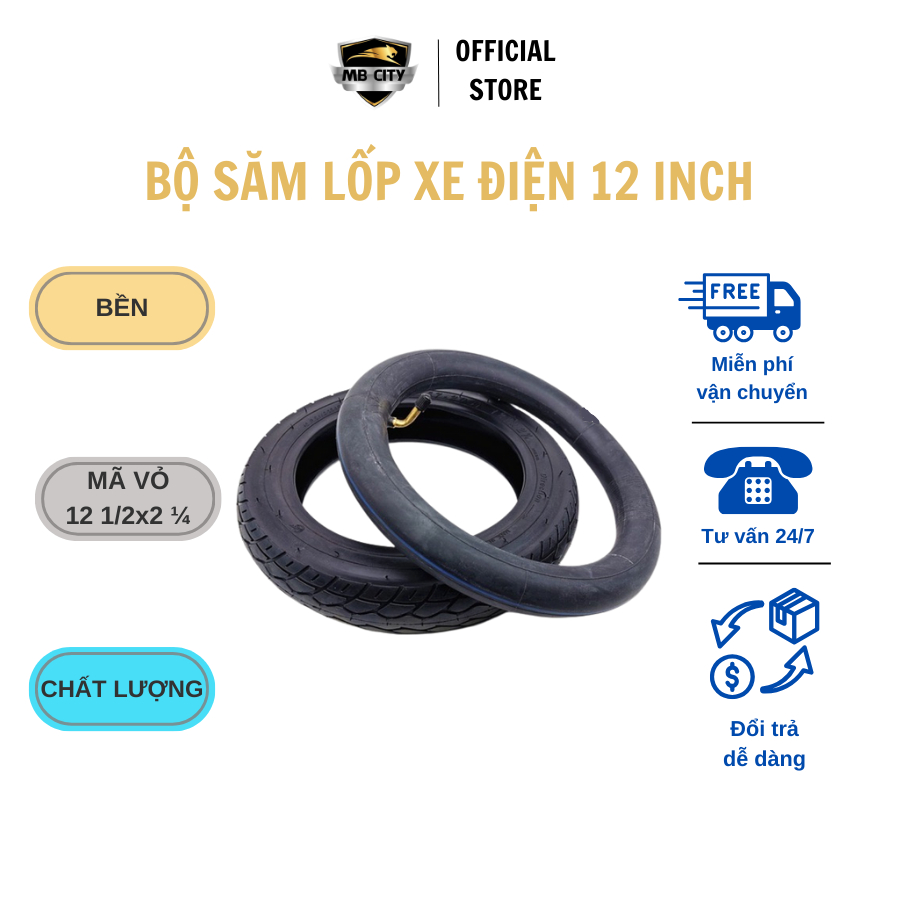 Bộ săm lốp xe điện 12inh