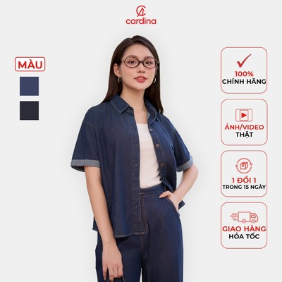 Áo sơ mi nữ CARDINA chất liệu jeans mềm bền đẹp vai chờm cổ đức kiểu dáng hiện đại trẻ trung 4ASC18