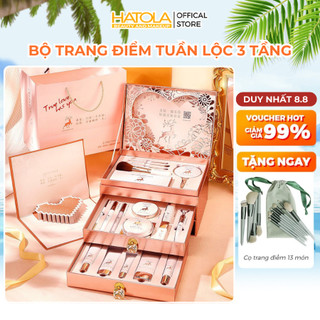 Bộ trang điểm Tuần Lộc 3 tầng quà tặng cao cấp cho nàng sành điệu set makeup đầy đủ quà tặng cho bạn gái Hatola